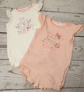 0-1 Month Romper Suits x 2