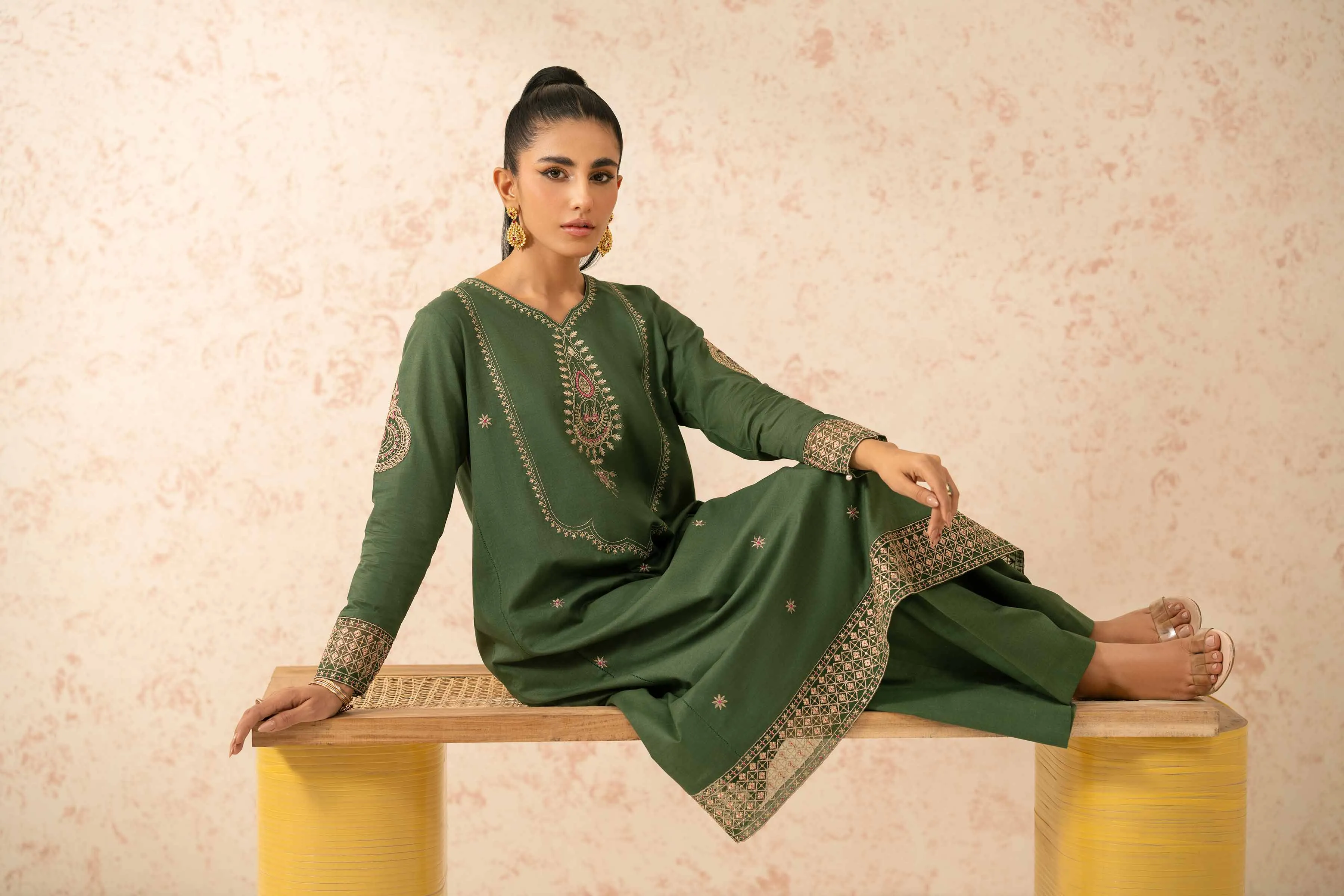2 Piece - Dyed Embroidered Suit - 42401263