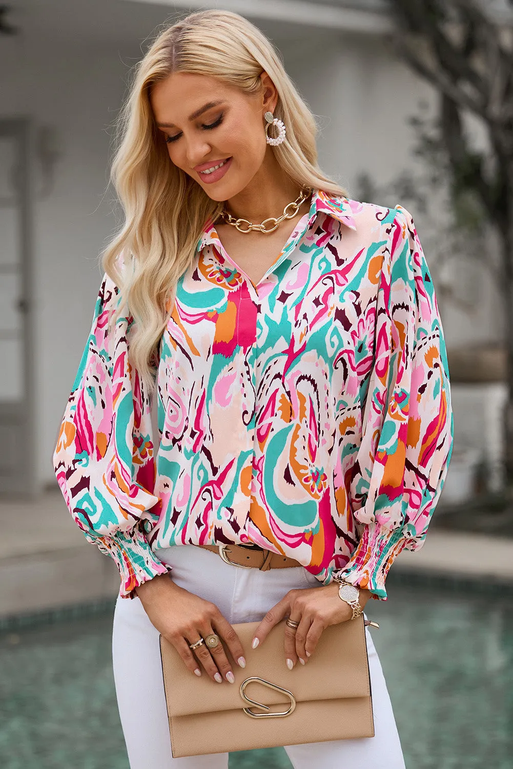 2 Print Puff Sleeve Shirt