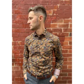 A Fish Named Fred - Men's Forest Leaves - Long Sleeve Shirt 502 -Gold Yellow