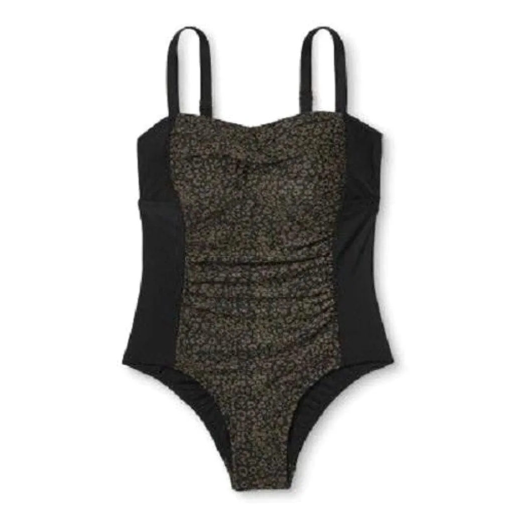 Ava & Viv Womens Plus Size Twist Front One Piece Swim Suit 24W Leopard NWOT
