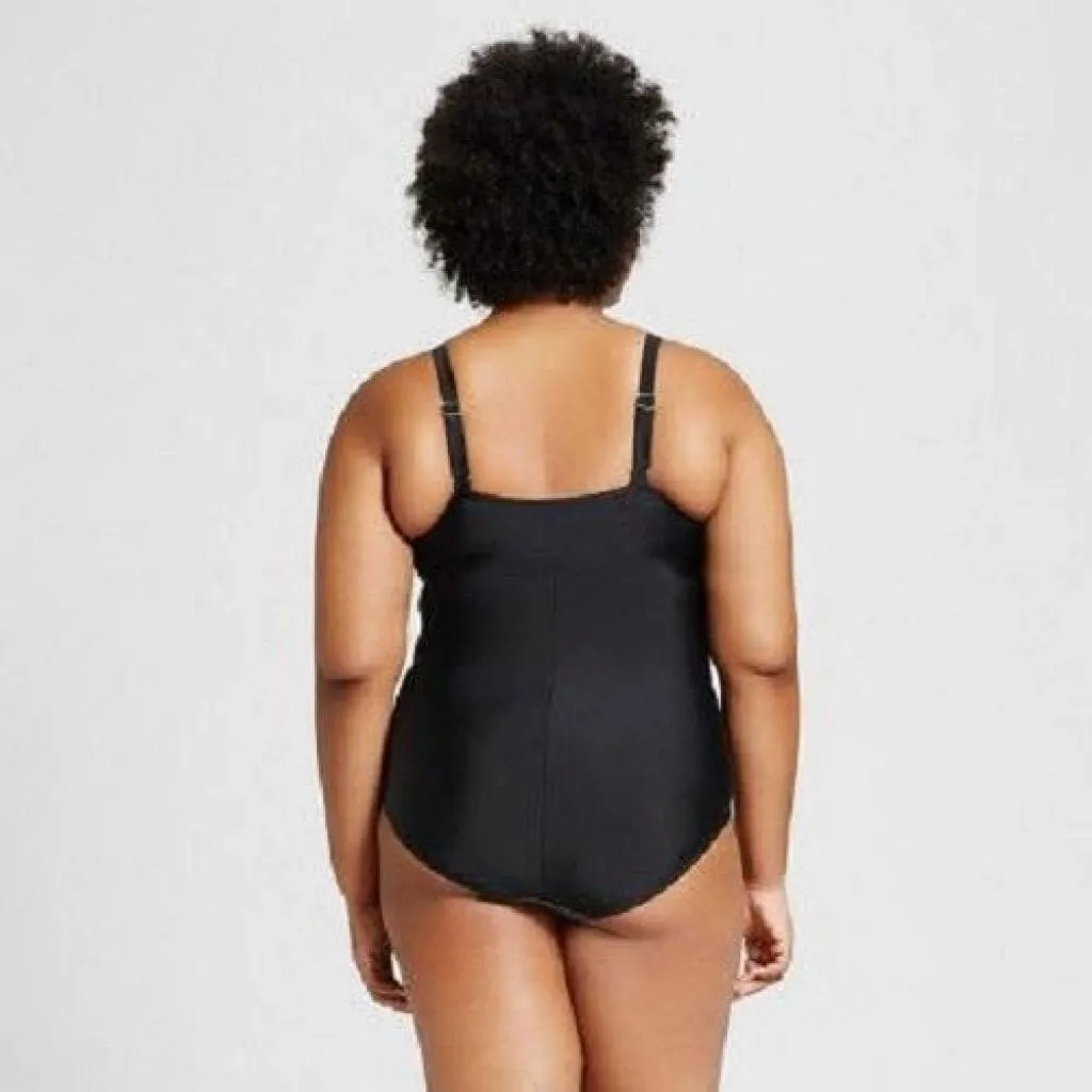 Ava & Viv Womens Plus Size Twist Front One Piece Swim Suit 24W Leopard NWOT
