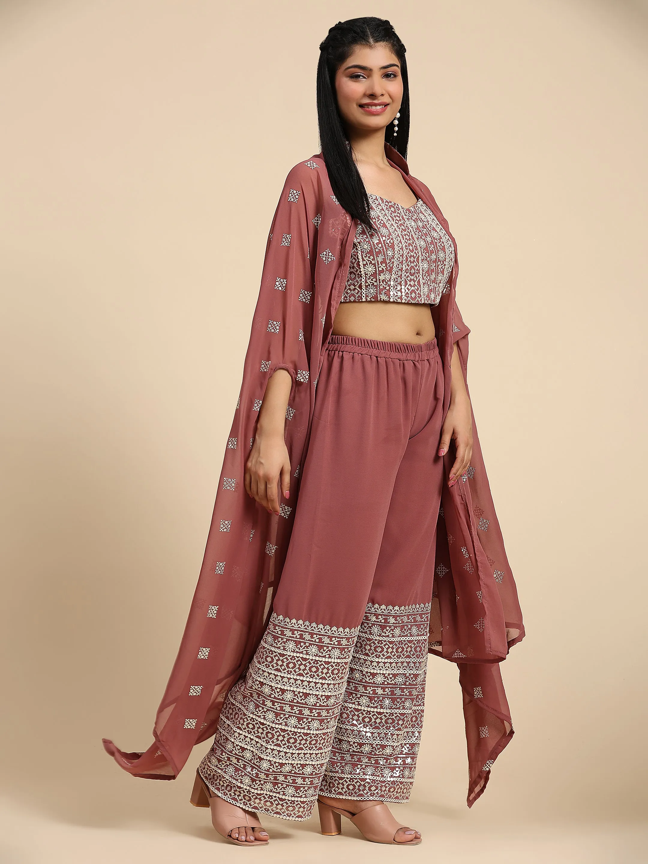 Beautiful Designer Georgette Readymade Plazzo Salwar Suit