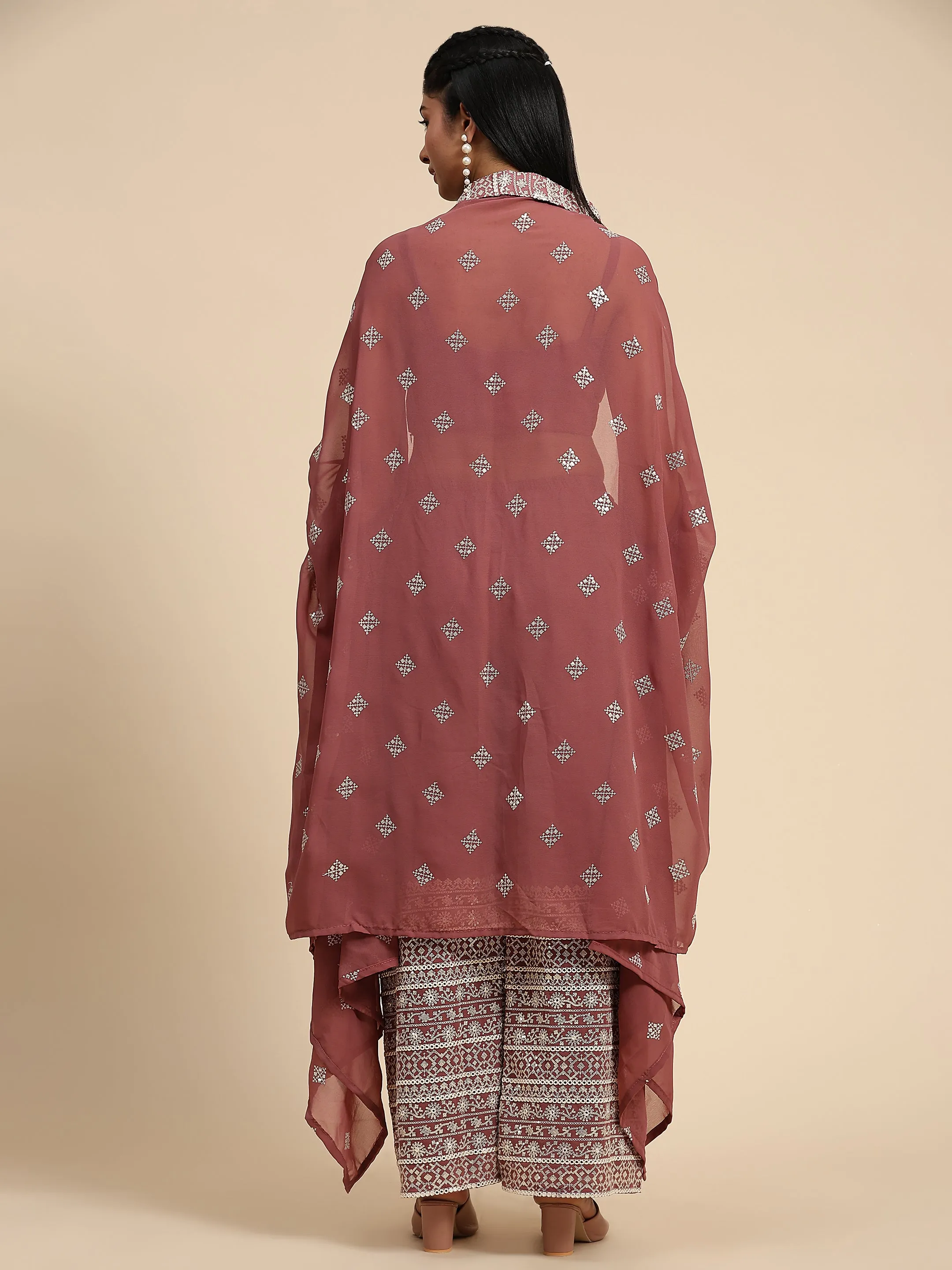 Beautiful Designer Georgette Readymade Plazzo Salwar Suit