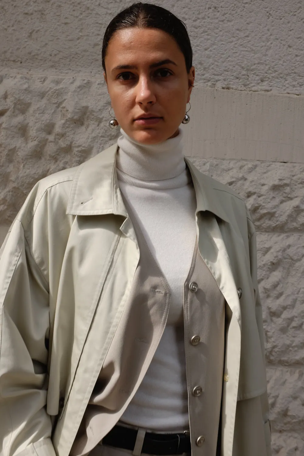 BEIGE GREY LONG SUIT VINTAGE VEST