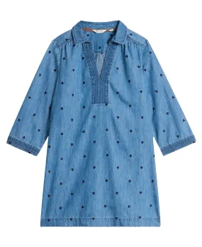 Blaire Denim Embroidered Tunic - Mid Denim
