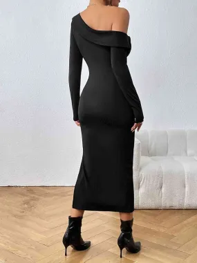 Bold Cut Slit Neckline Dress