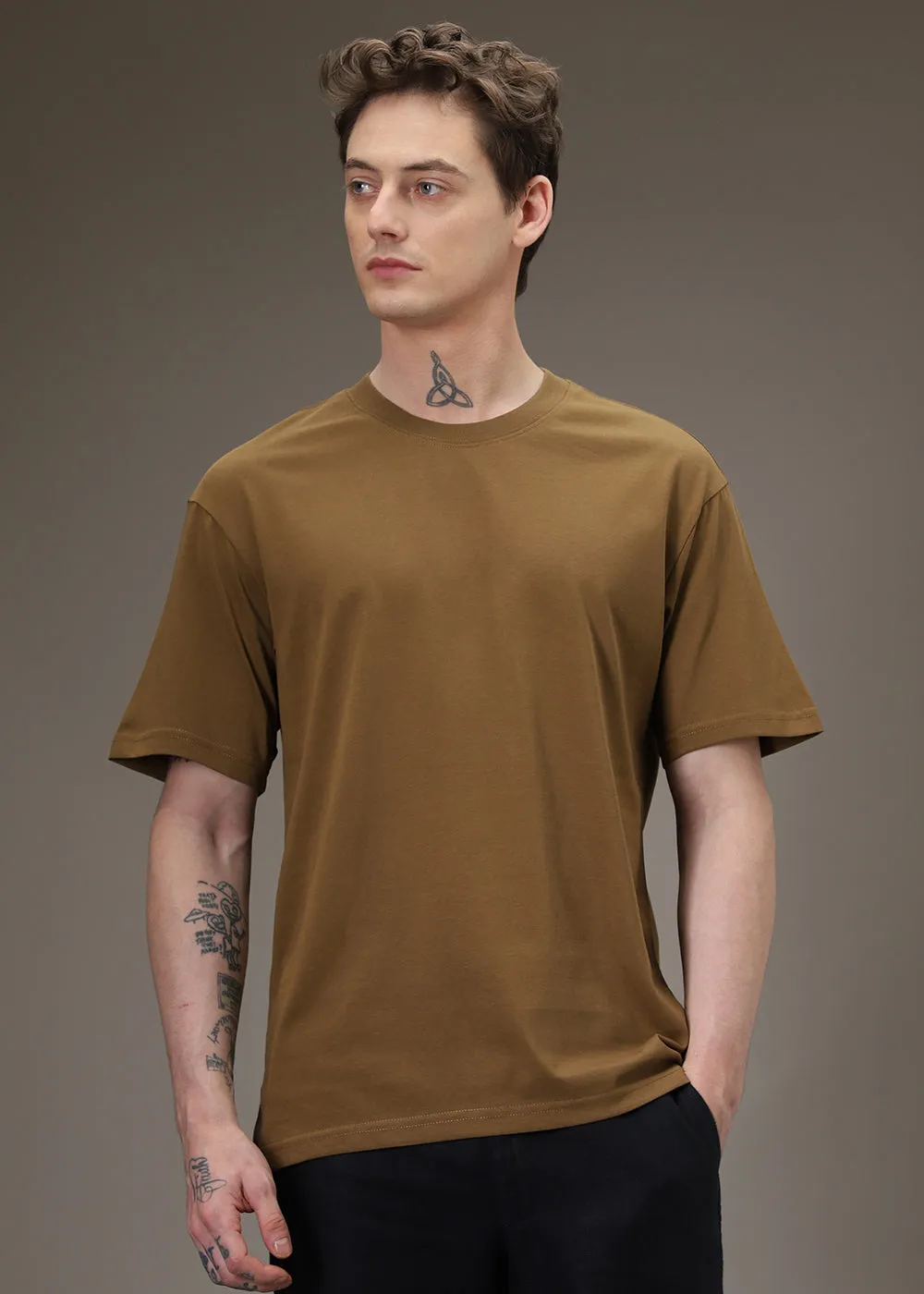 Brown Basic Oversized T-shirt