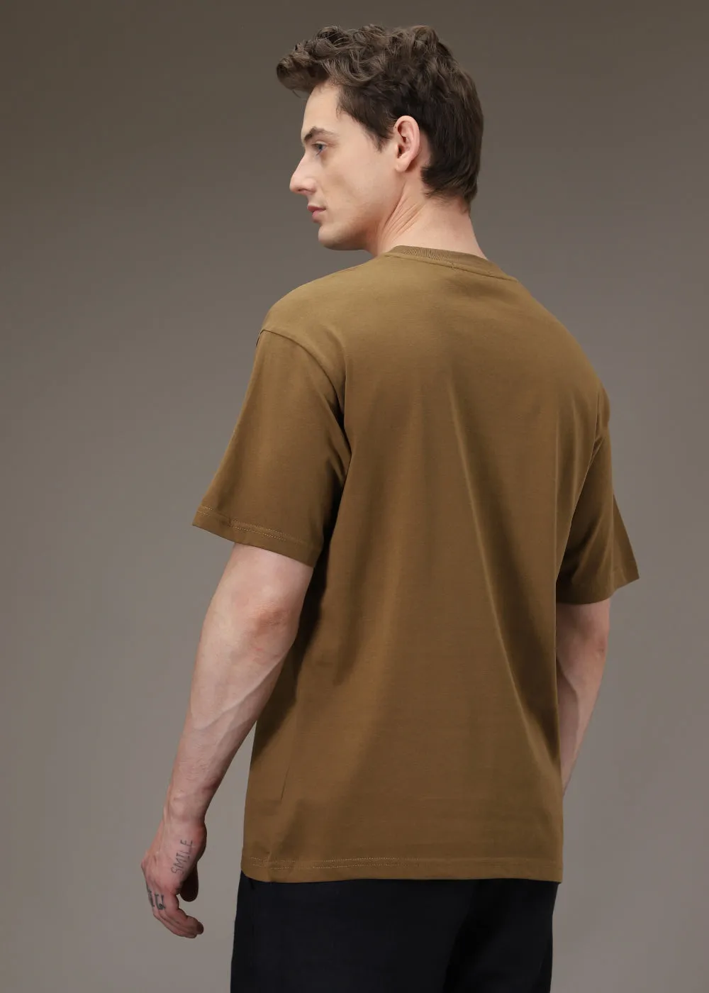 Brown Basic Oversized T-shirt