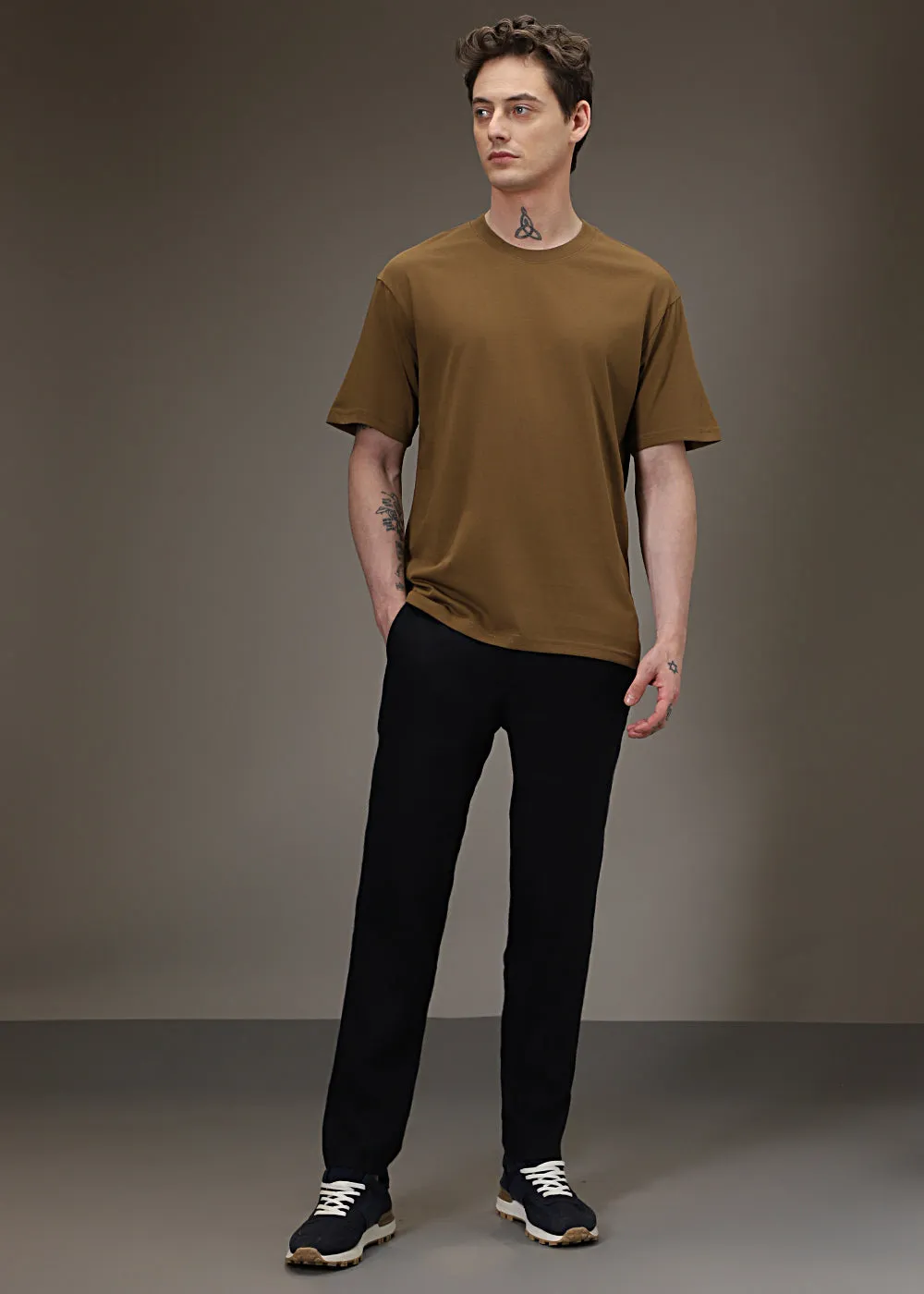 Brown Basic Oversized T-shirt