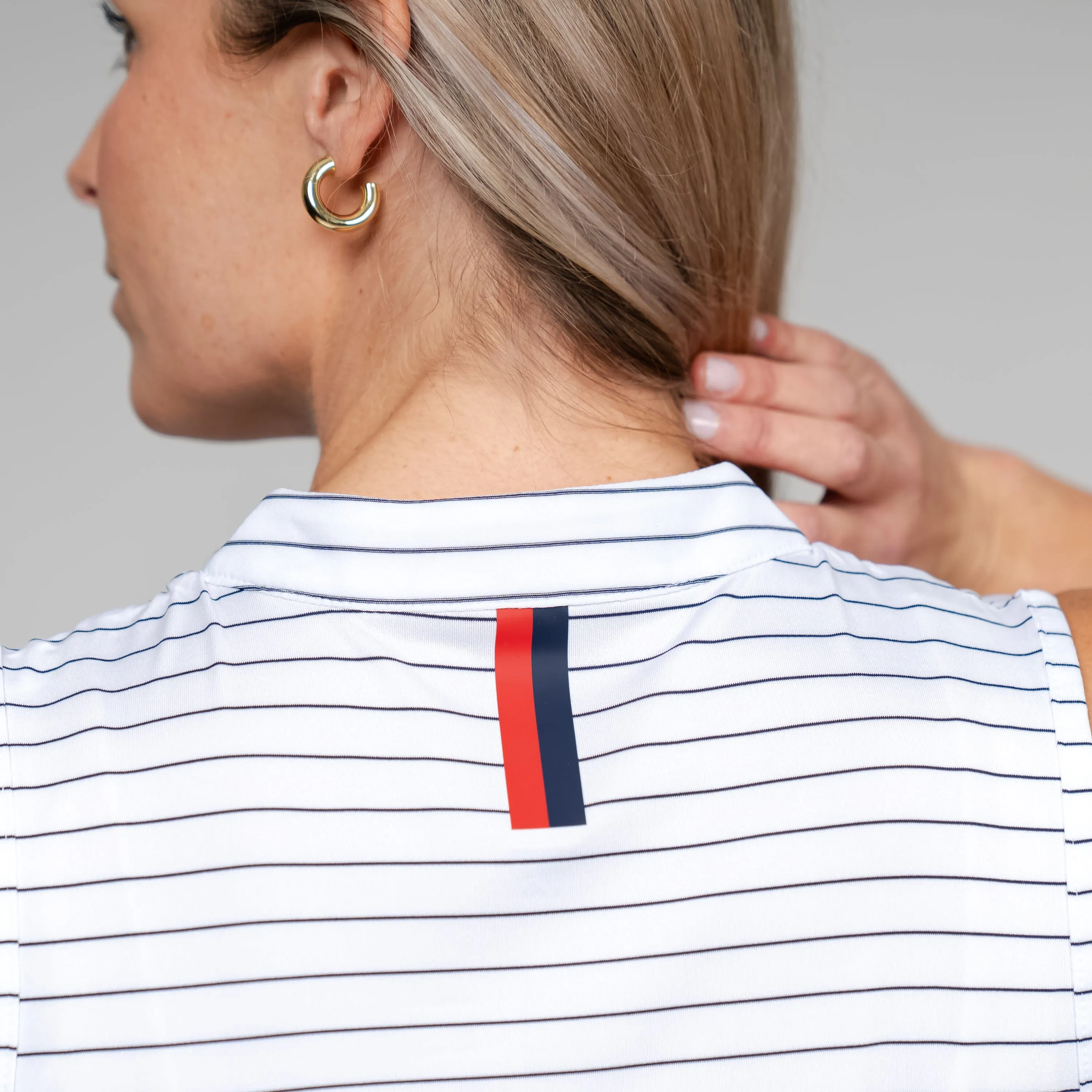 Captain Stripe Sleeveless Zip | The Captain Stripe - White/Fleet Navy