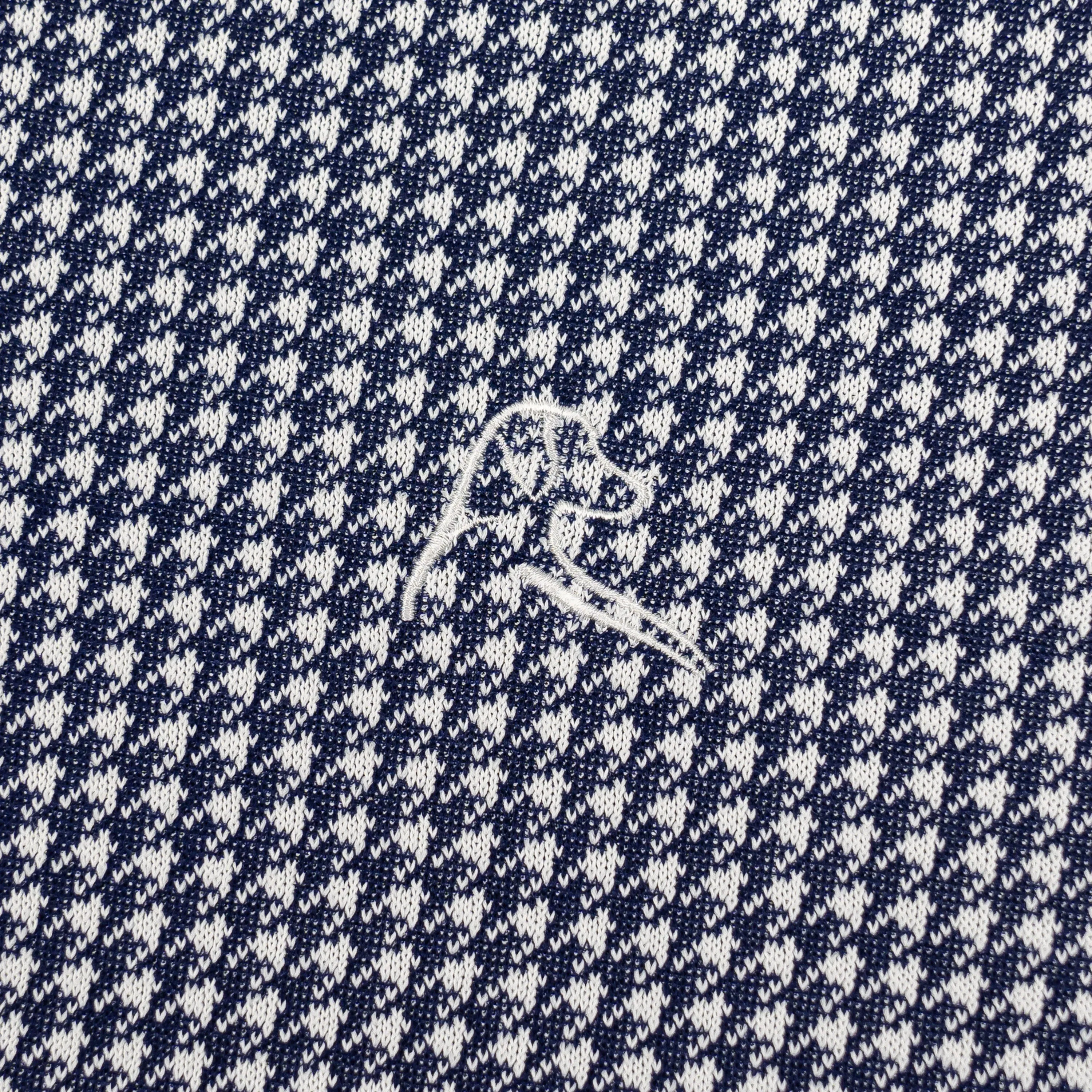 Dogstooth Houndstooth Jacquard Performance Q-Zip | The Dogstooth Houndstooth - White/Fleet Navy