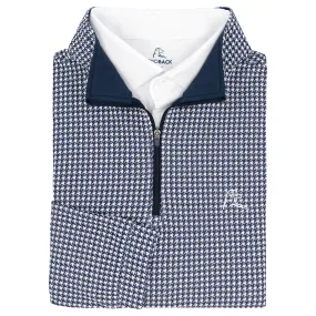 Dogstooth Houndstooth Jacquard Performance Q-Zip | The Dogstooth Houndstooth - White/Fleet Navy