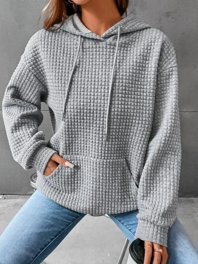 Fashion Waffle Hoodie Sweater Women's Clothing