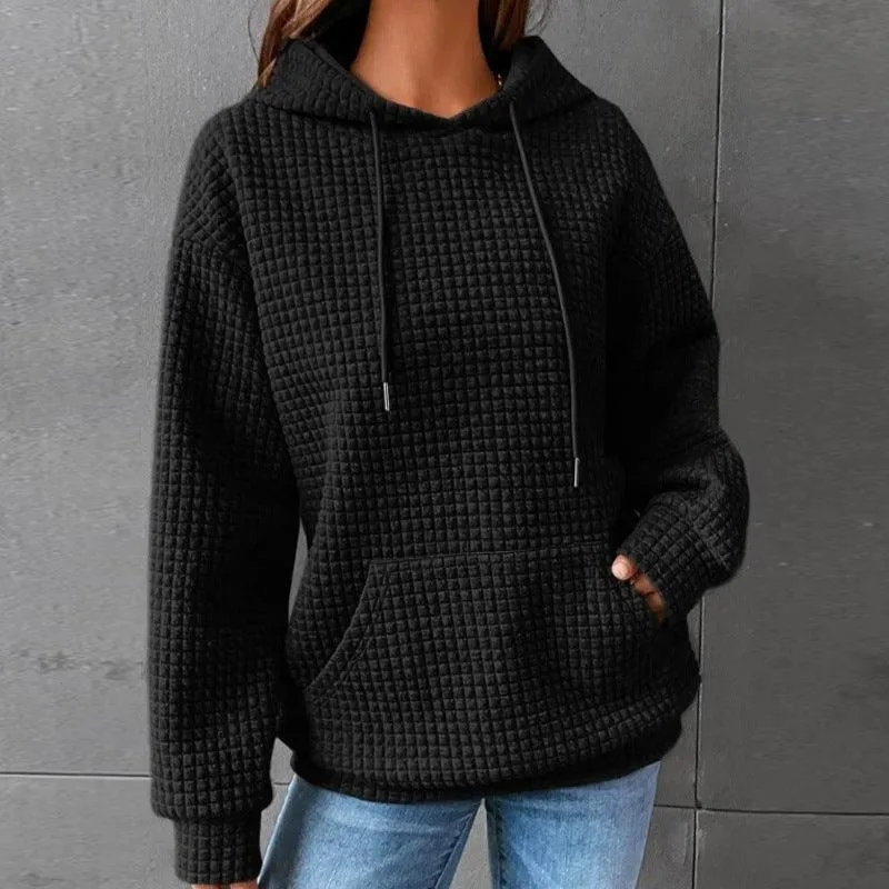 Fashion Waffle Hoodie Sweater Women's Clothing