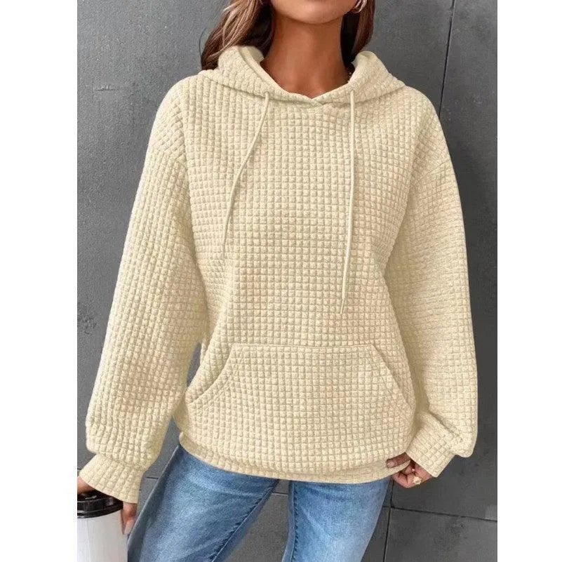 Fashion Waffle Hoodie Sweater Women's Clothing