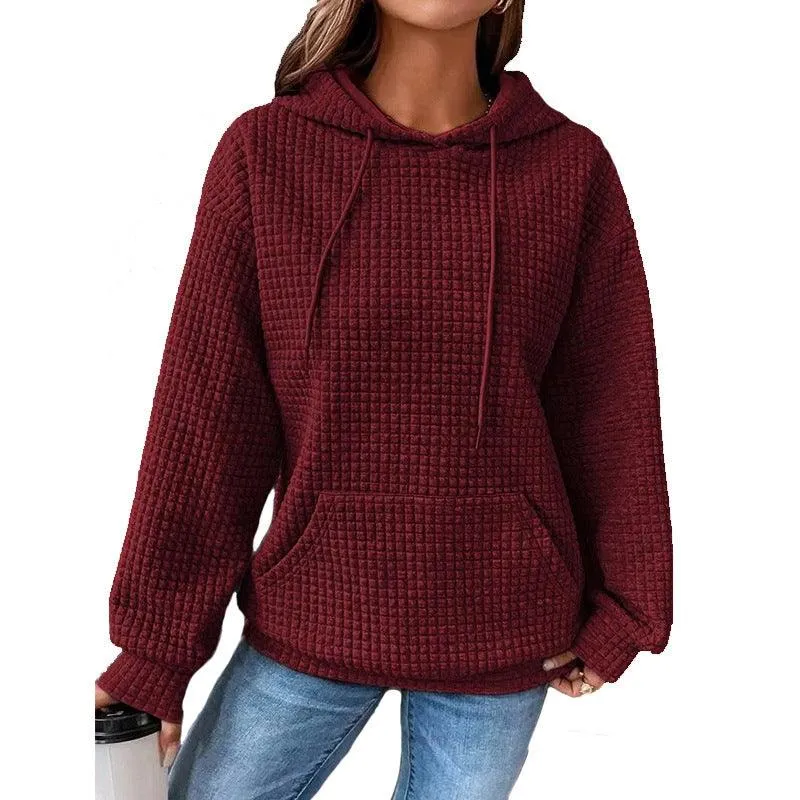 Fashion Waffle Hoodie Sweater Women's Clothing