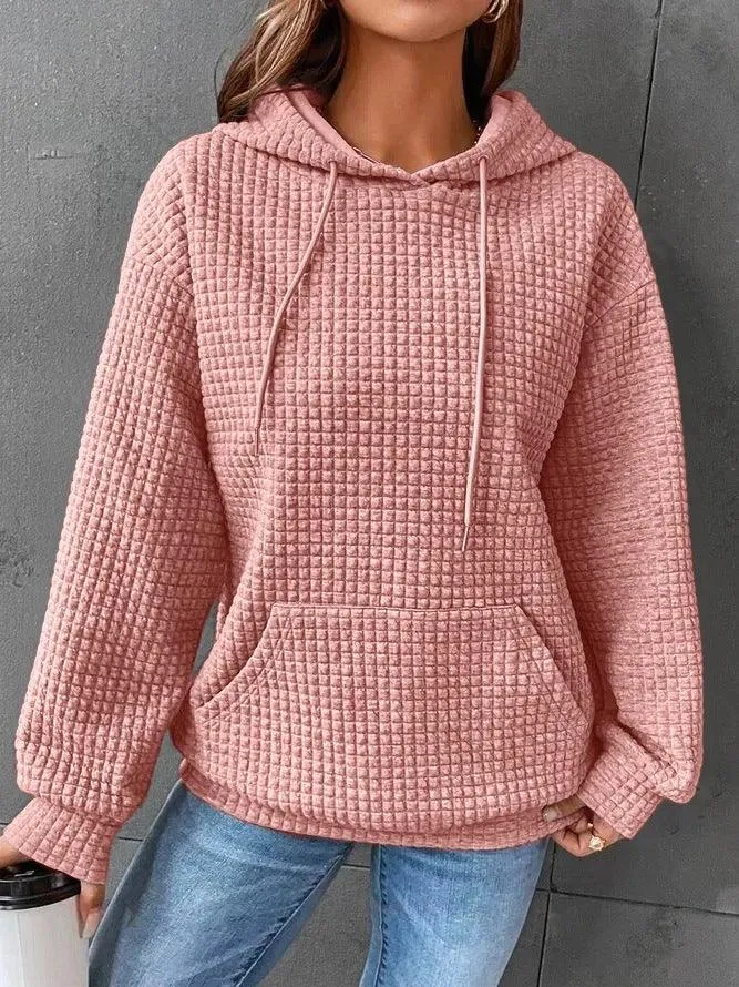 Fashion Waffle Hoodie Sweater Women's Clothing