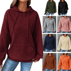 Fashion Waffle Hoodie Sweater Women's Clothing