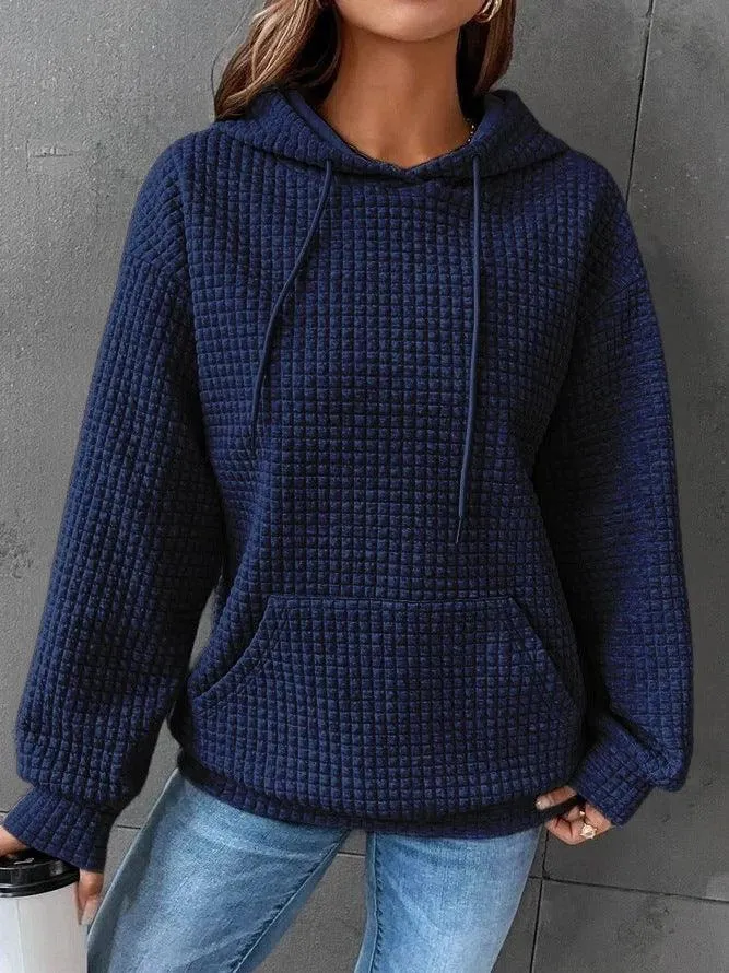 Fashion Waffle Hoodie Sweater Women's Clothing