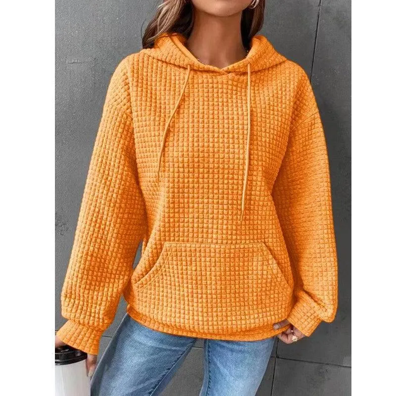 Fashion Waffle Hoodie Sweater Women's Clothing