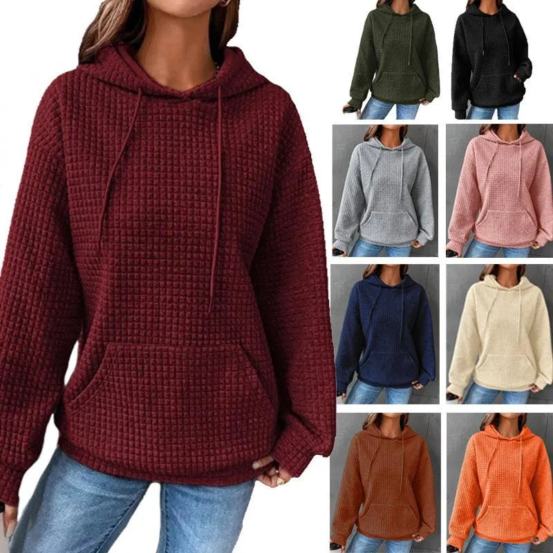 Fashion Waffle Hoodie Sweater Women's Clothing