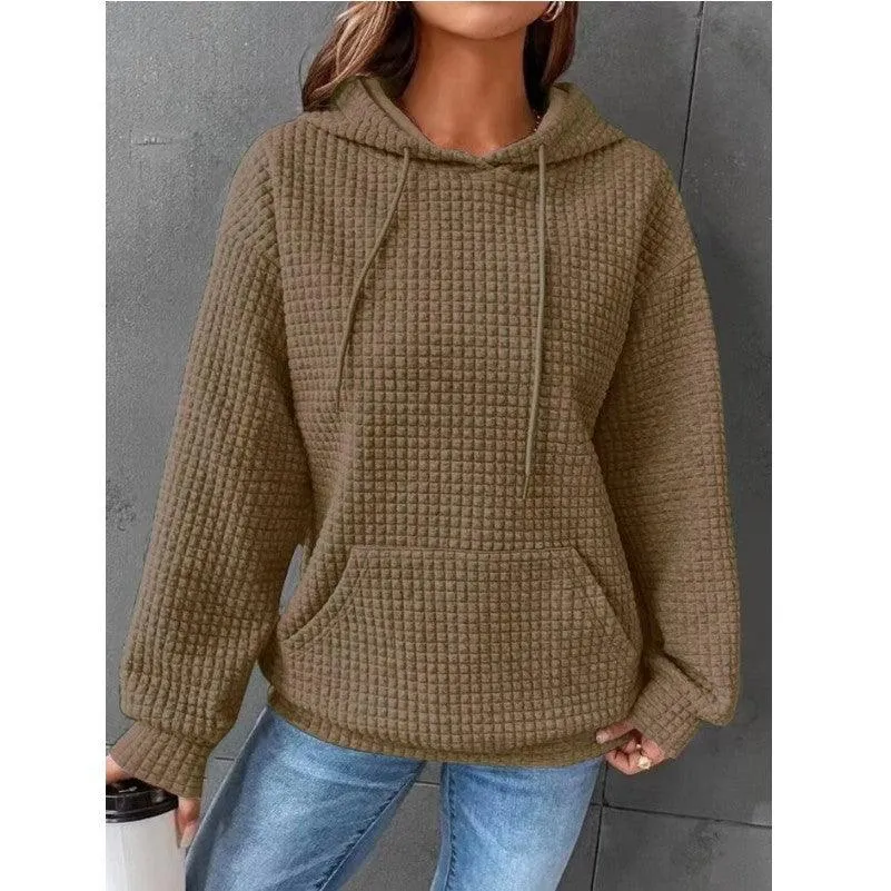 Fashion Waffle Hoodie Sweater Women's Clothing