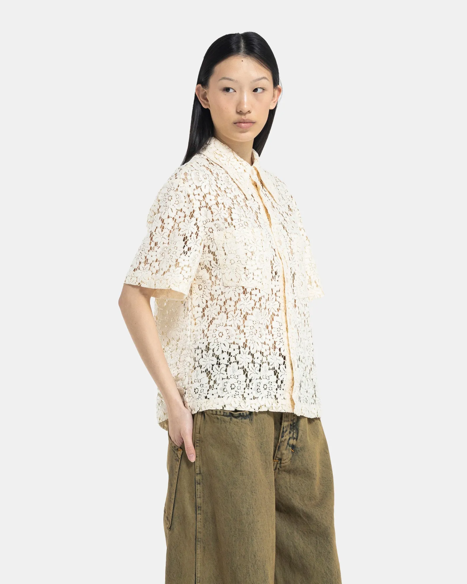 Flora Button Down in Ivory