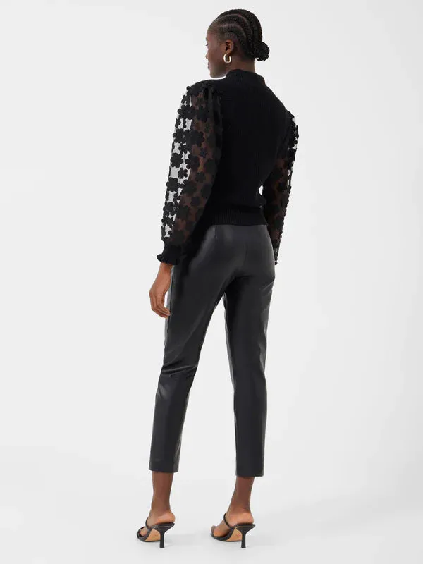 French Connection Crolenda Vegan Leather Tapered Trousers-Black-74TBK
