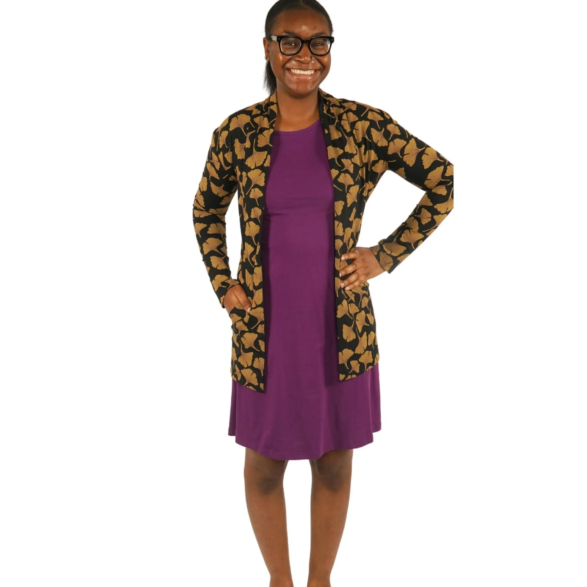 Ginkgo Leaves Printed Cardigan