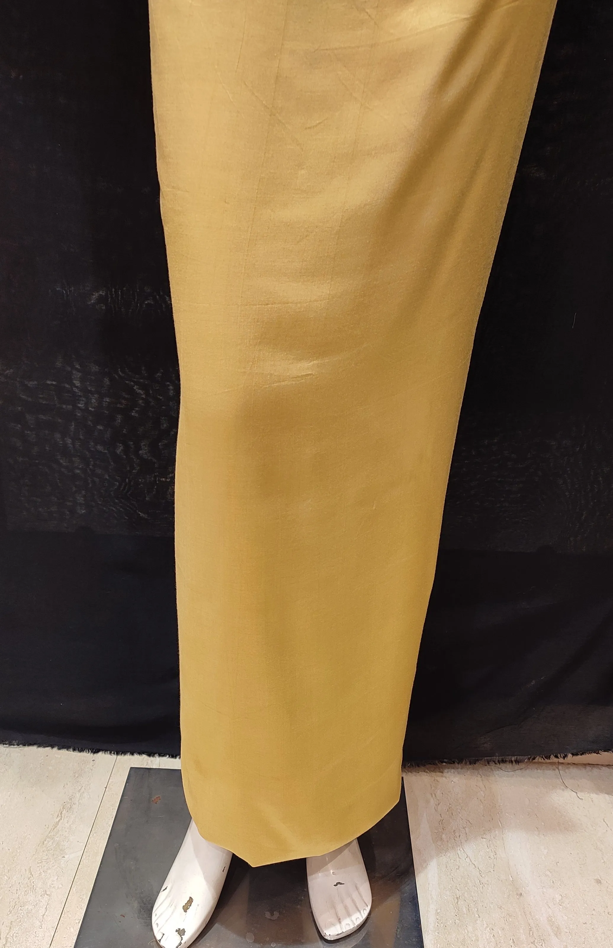 Golden Tissue Semi-Stitch Suit With Mirror Work
