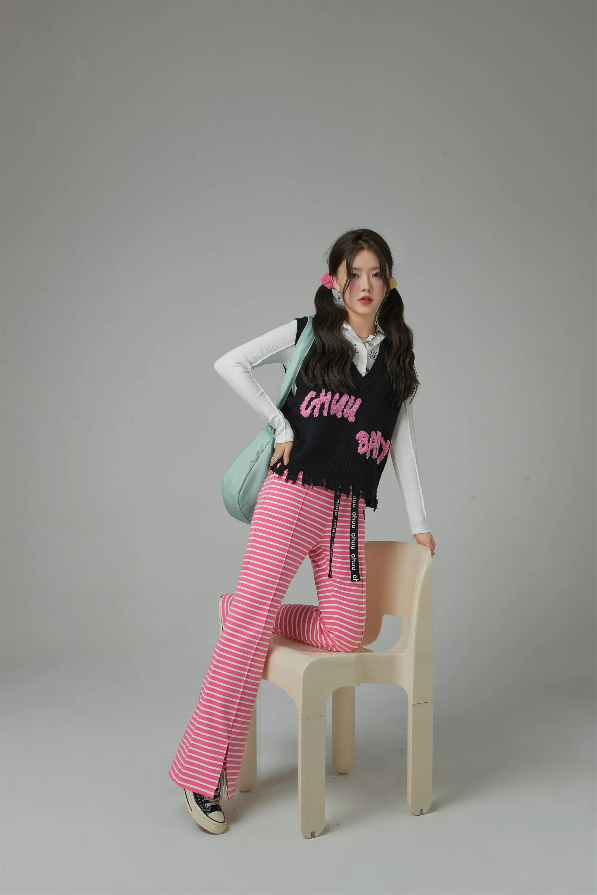 Good Vibes Stripe Slit Casual Pants