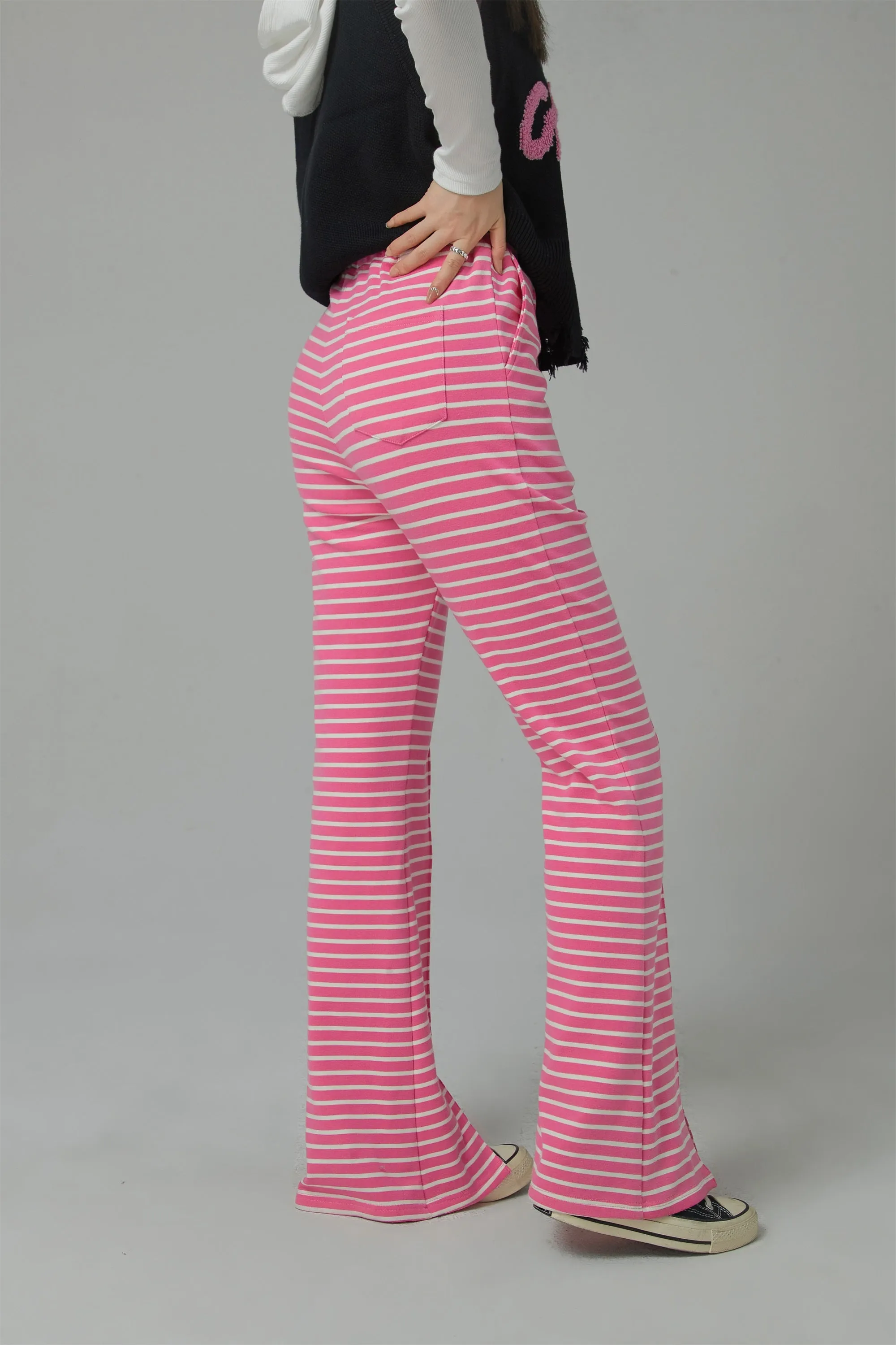 Good Vibes Stripe Slit Casual Pants