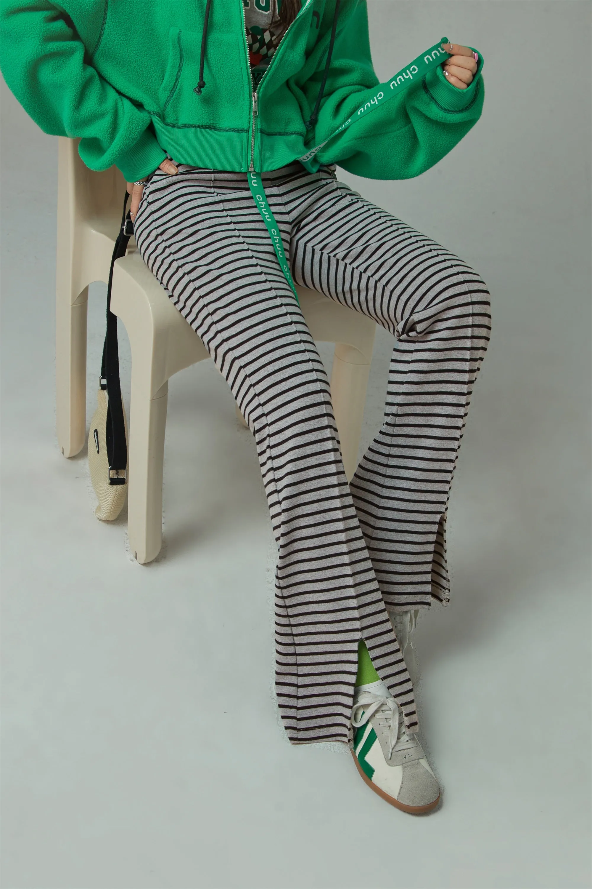 Good Vibes Stripe Slit Casual Pants