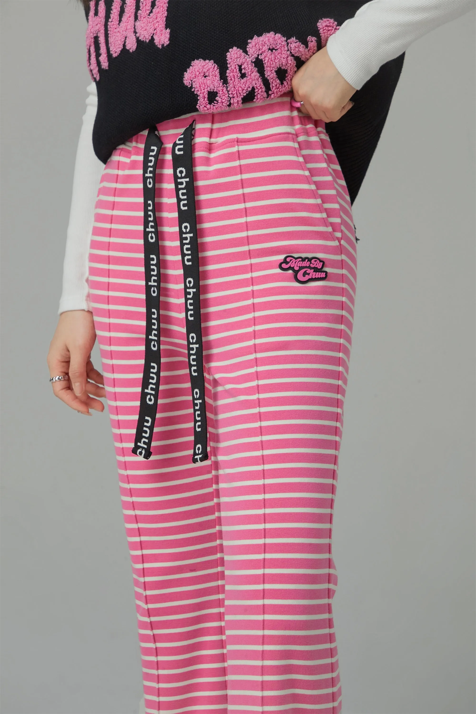 Good Vibes Stripe Slit Casual Pants