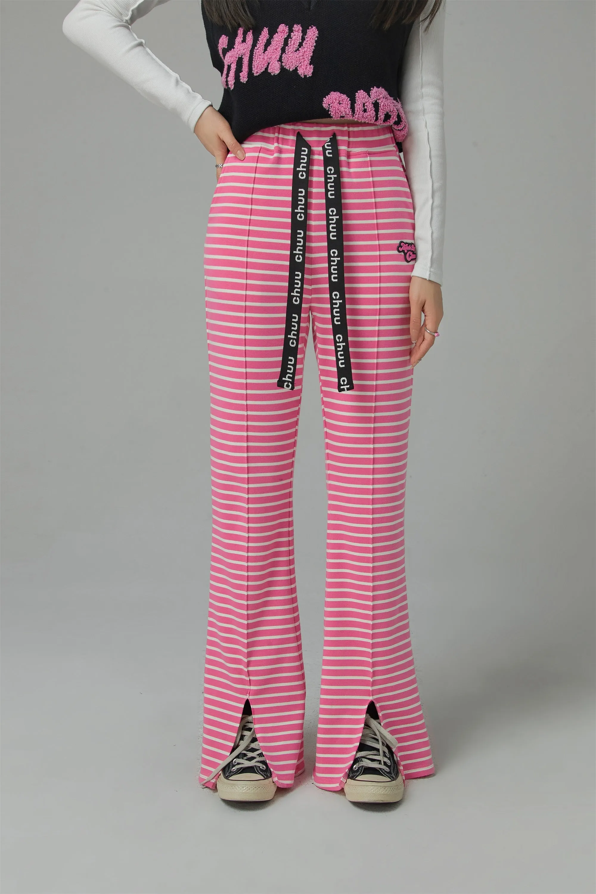 Good Vibes Stripe Slit Casual Pants