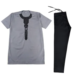Grey & Black Short Sleeve Set