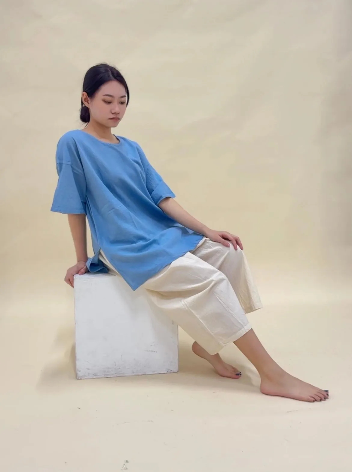 Hand Dyed Farmer's Pants in White
