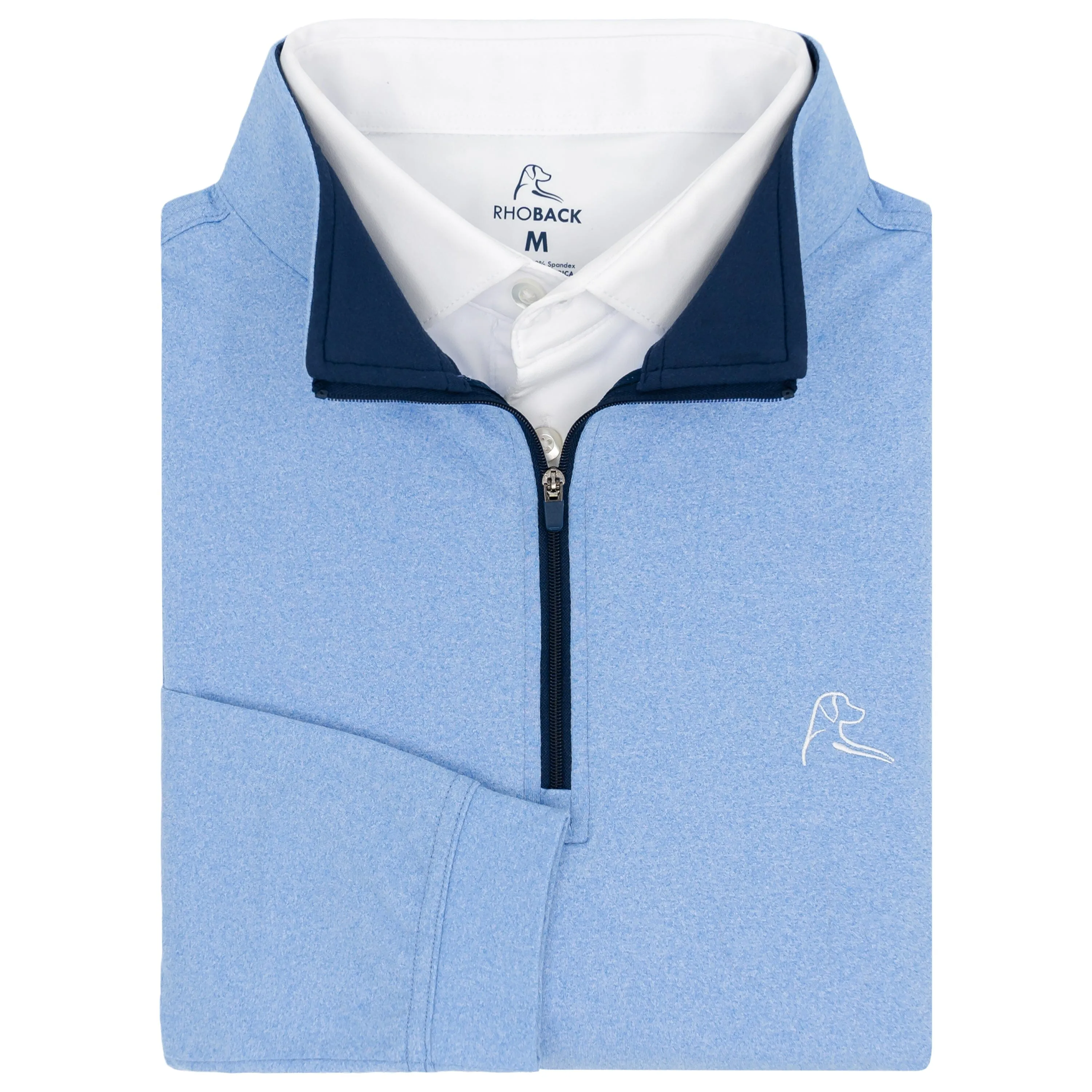 Heather Performance Q-Zip | Heather - Caicos Blue/White