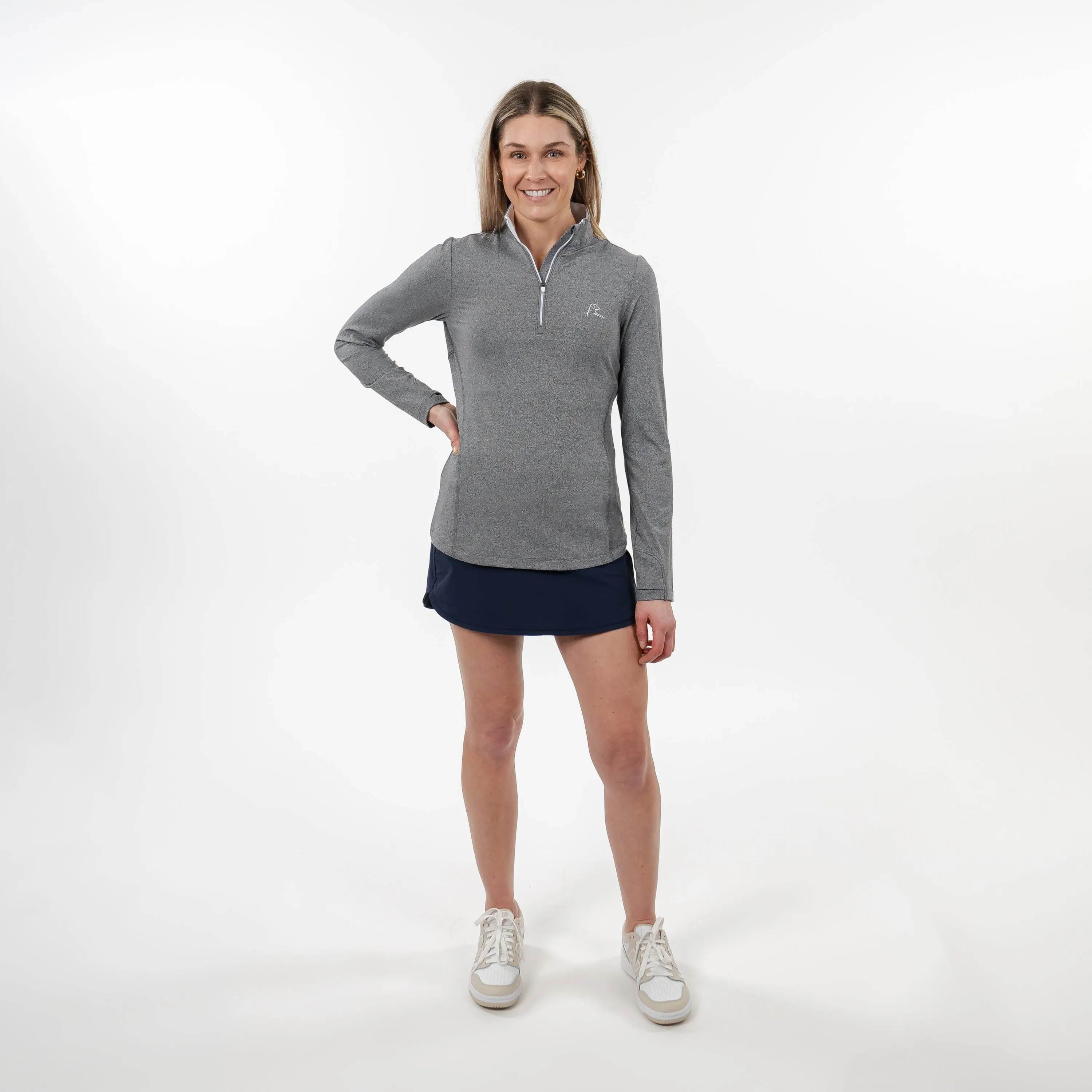 Heather Performance Q-Zip | Heather - Graphite Grey/White