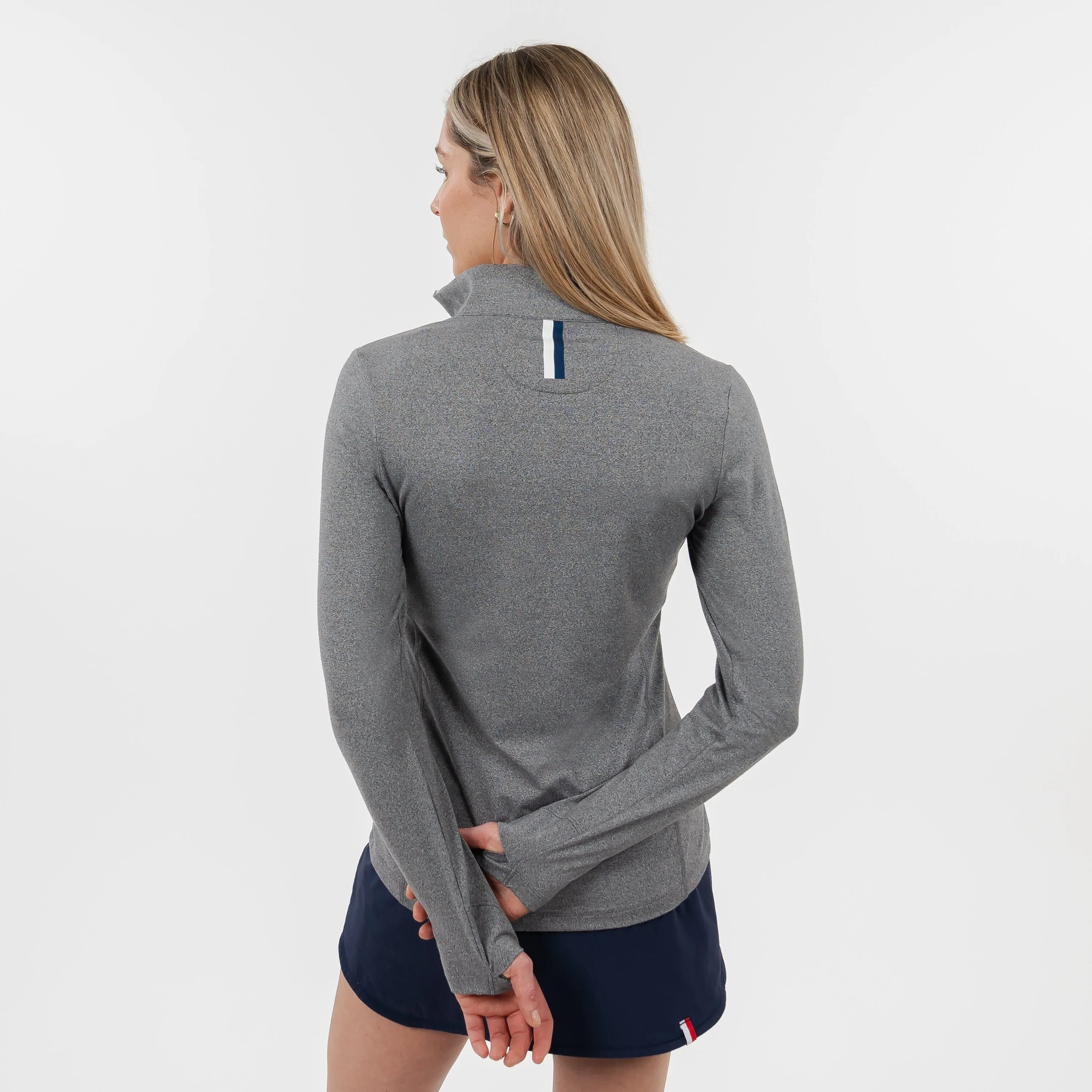 Heather Performance Q-Zip | Heather - Graphite Grey/White