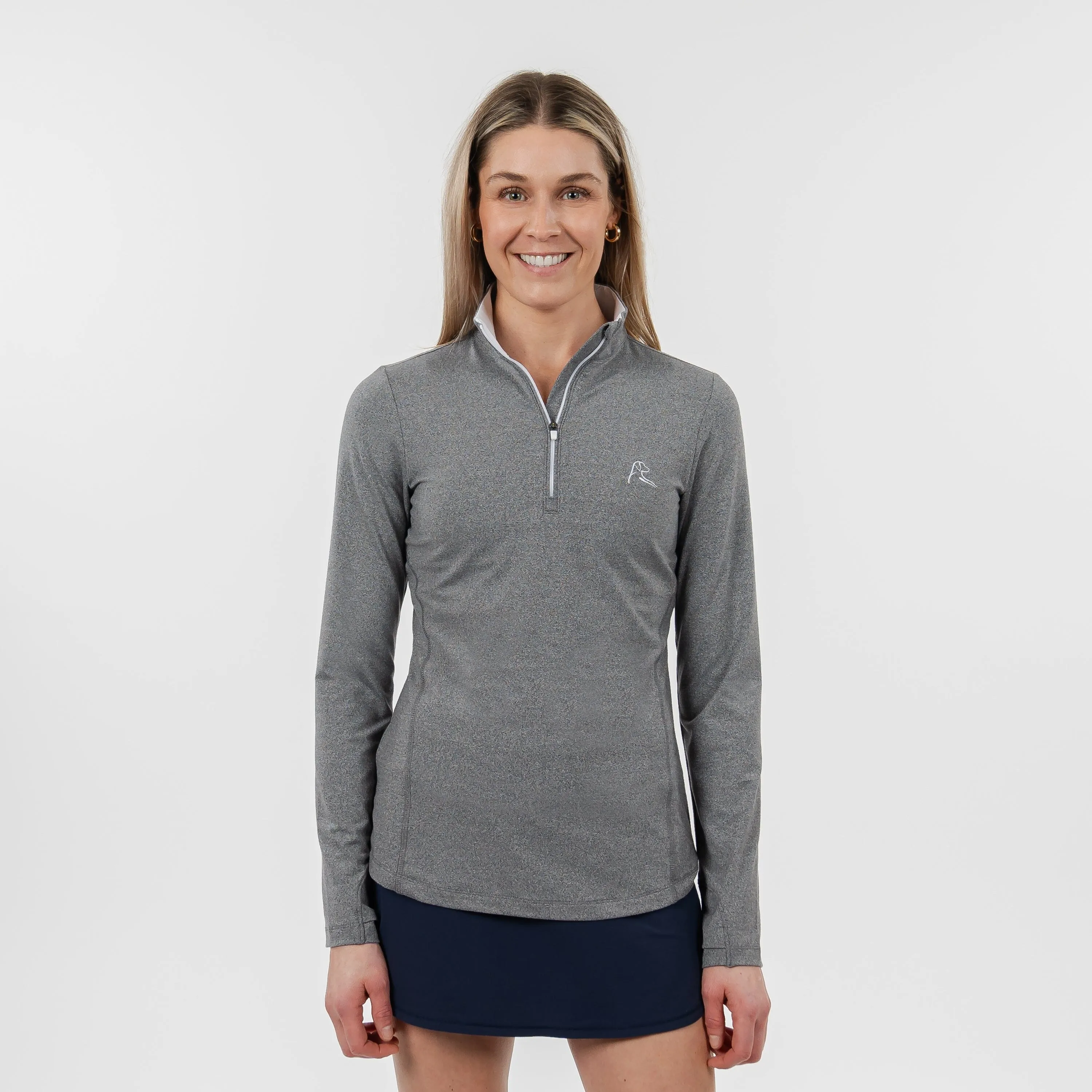 Heather Performance Q-Zip | Heather - Graphite Grey/White