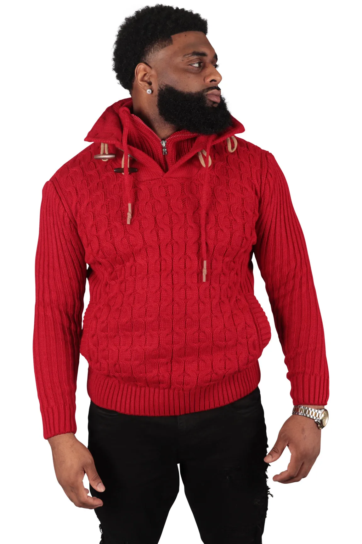 He's Solid Mans Ribbed Fitted Sweater, White or Red