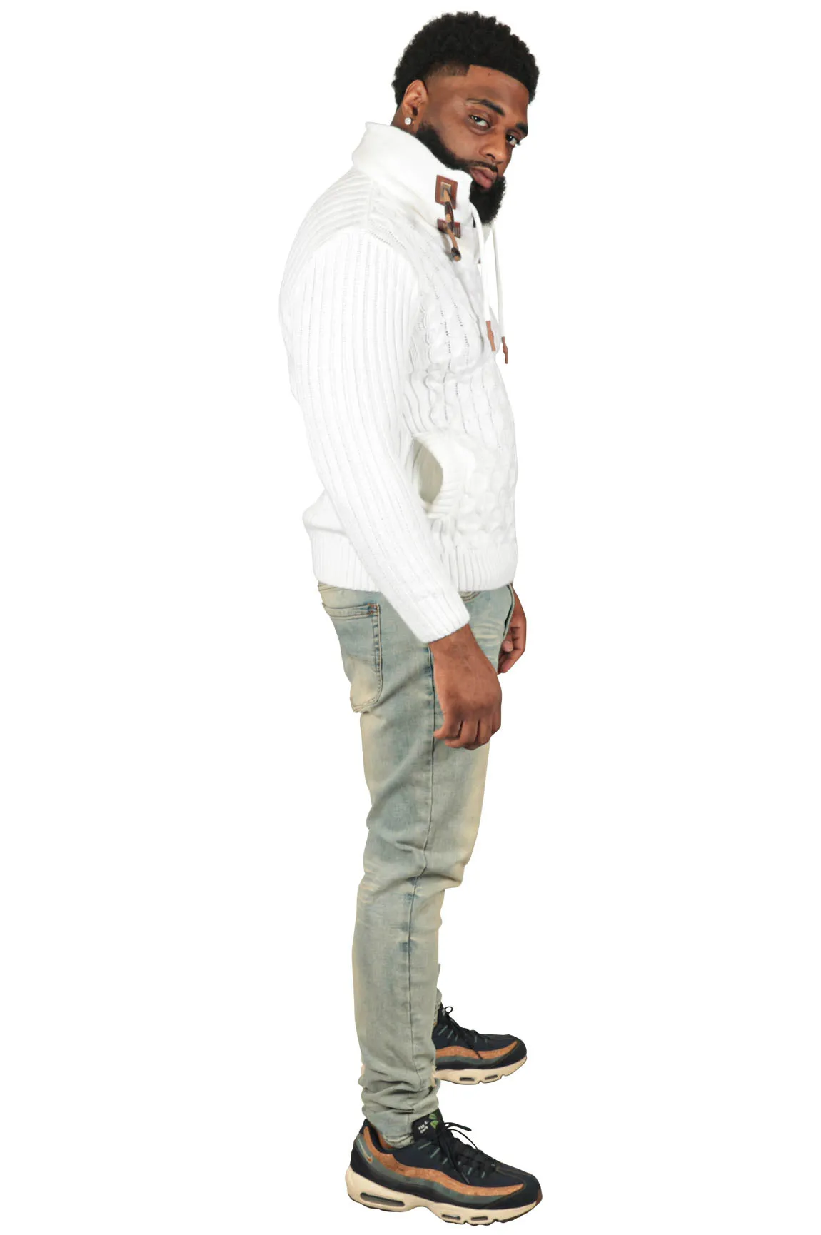 He's Solid Mans Ribbed Fitted Sweater, White or Red