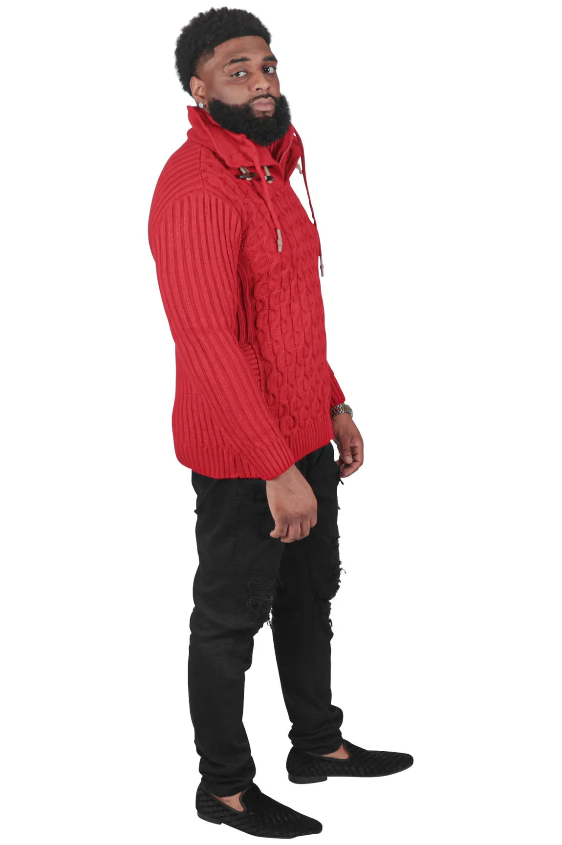 He's Solid Mans Ribbed Fitted Sweater, White or Red