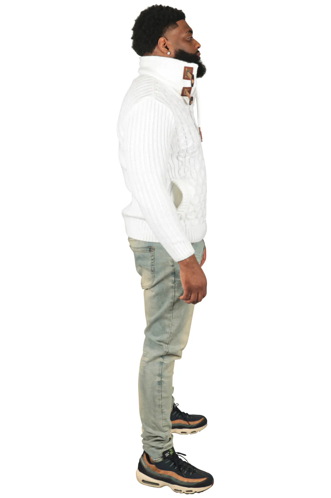He's Solid Mans Ribbed Fitted Sweater, White or Red