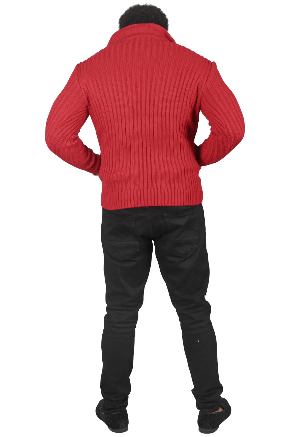 He's Solid Mans Ribbed Fitted Sweater, White or Red
