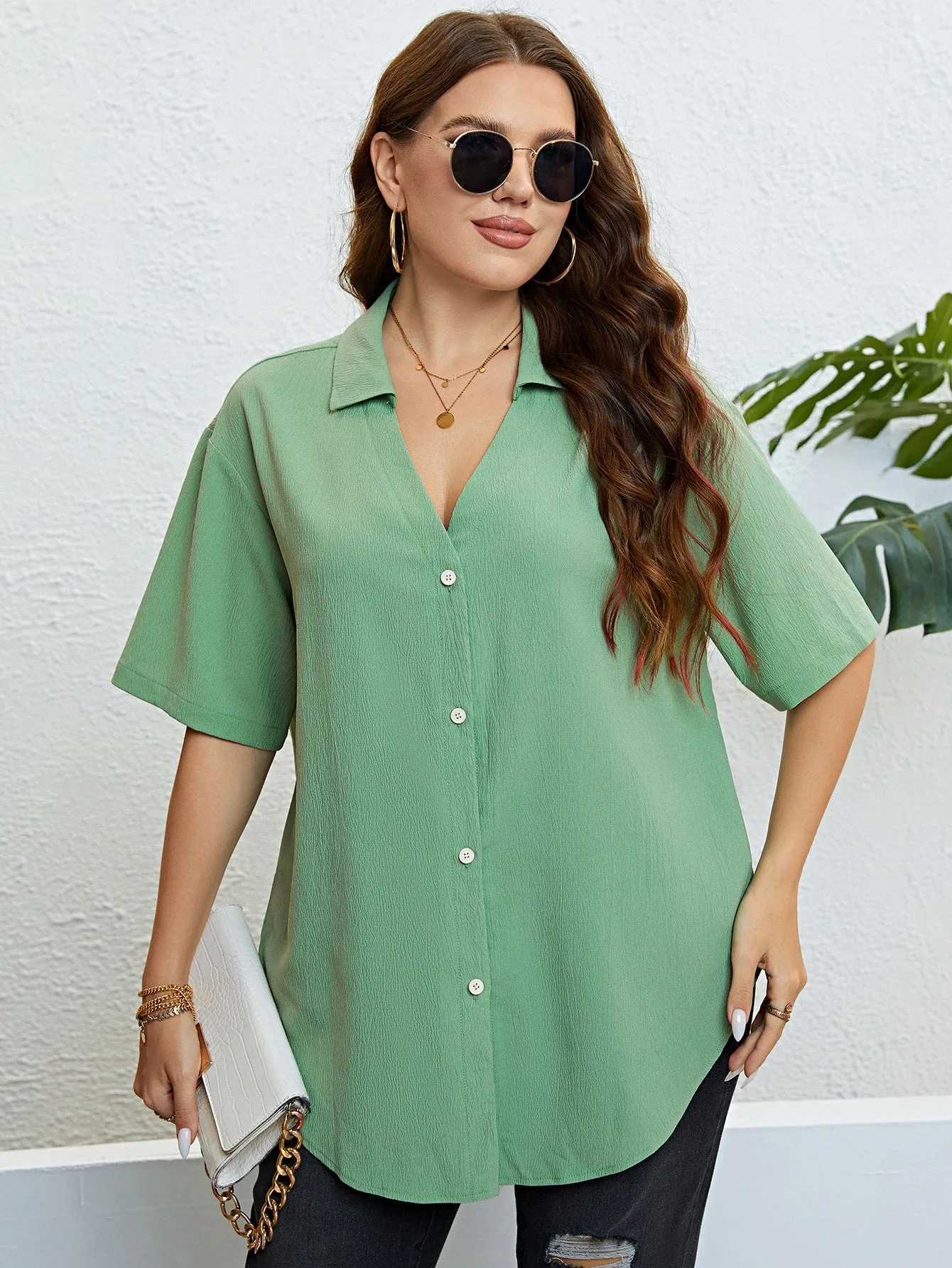 Johnny Collar Half Sleeve Shirt ( 1XL - 4X)
