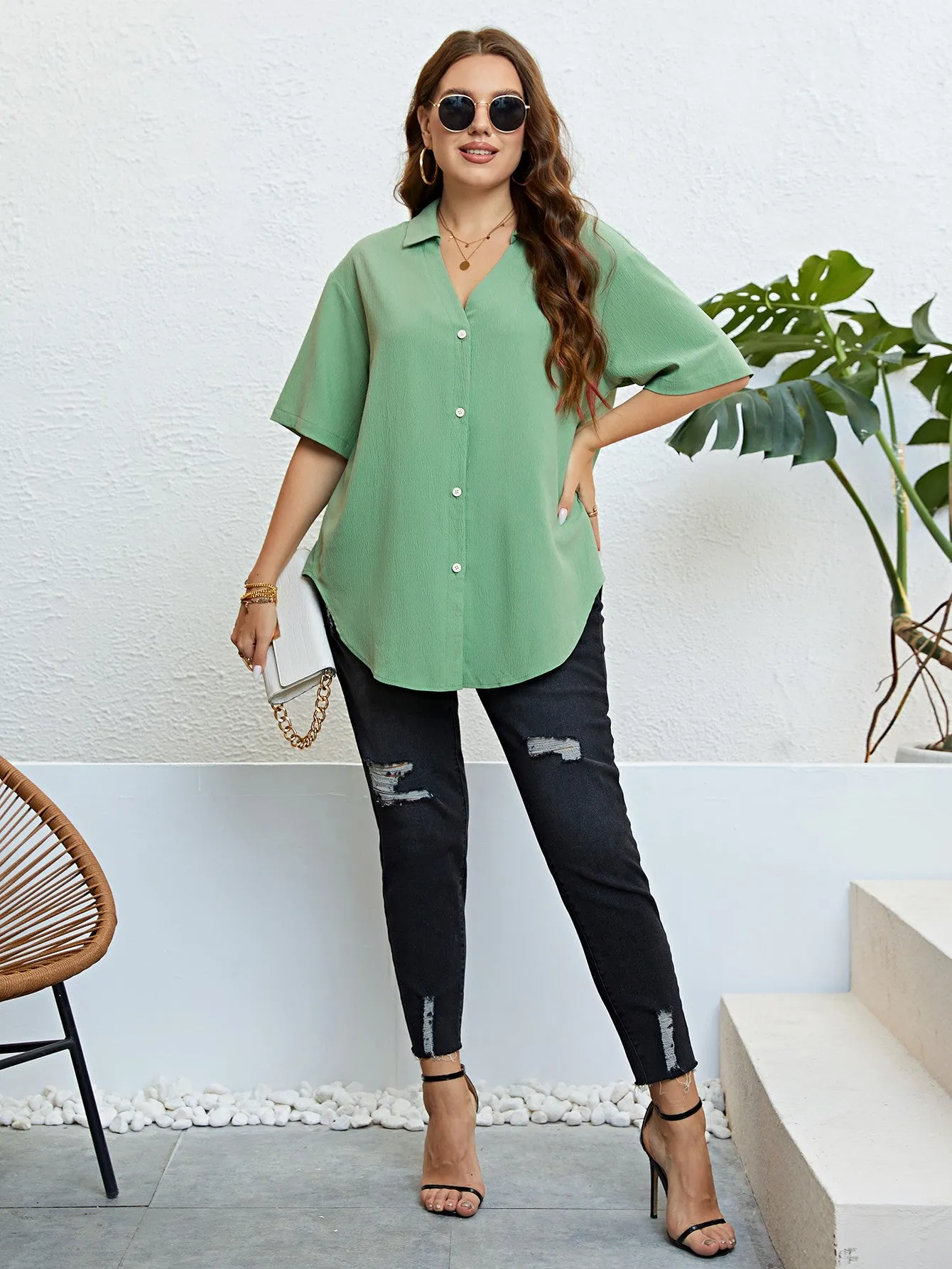 Johnny Collar Half Sleeve Shirt ( 1XL - 4X)