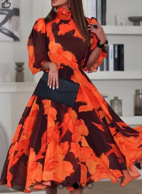 Ladies Elegant Floral Print Casual Everyday Holiday Dress 070698334